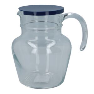 Luminarc Florero Plain Jug with Lid Clear and Blue 1.4 Liter Luminarc Florero Plain Jug with Lid Clear and Blue 1.4 Liter